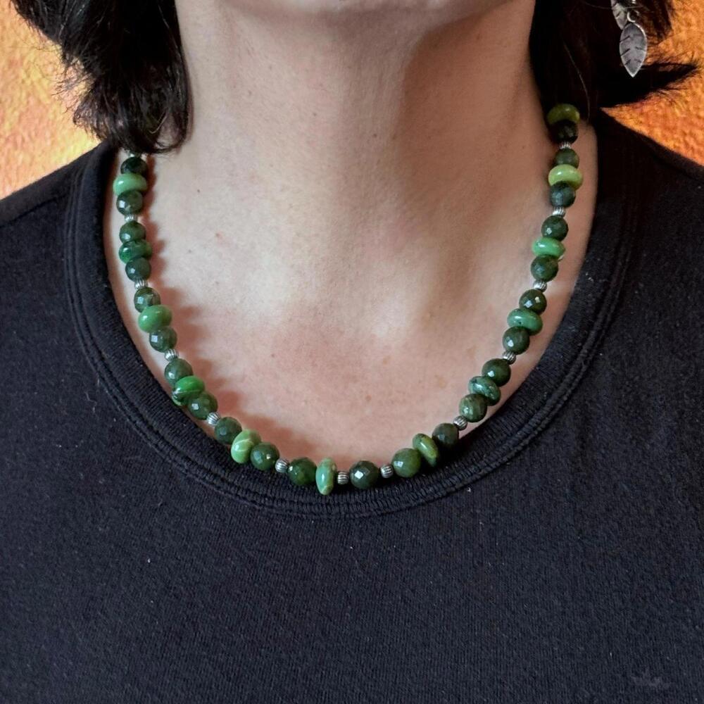 Carolyn Pollack Sterling Faceted & Smooth Serpentine 17"-20" Necklace For Women